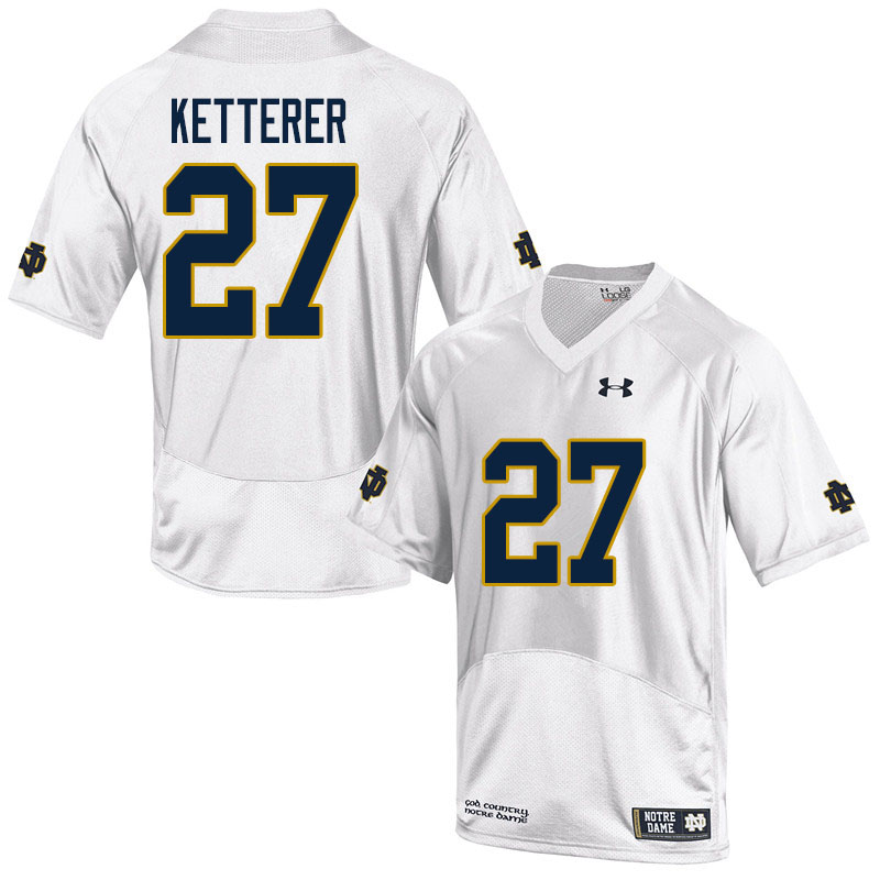 Men's NCAA Notre Dame Fighting Irish #27 Chase Ketterer Stitched College Under Armour Authentic White Football Jersey XD10G43ZK